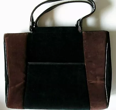 Vintage KADIN Black Brown Suede Purse Handbag USA • $44.95