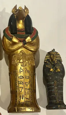 Gold Anubis Mummy Tutankhamun Sarcophagus Bundle Ancient Egyptian Resin Figurine • £18
