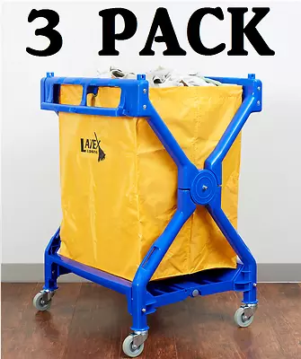 3 PACK Lavex 10 Bushel Commercial Rolling Laundry Linen Hotel Trash Janitor Cart • $485