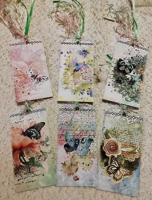 (6) Vintage Style Butterfly Gift Hang Tags Junk Journals Cards Bookmarks #4R • $4.59