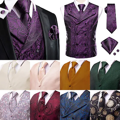 Double Breasted Lapel Vest Retro Sleeveless Waistcoat For Men's Formal Attire • $19.99