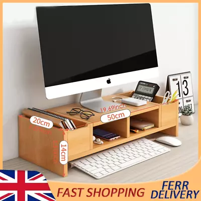 2 Color Wooden Desktop Storage Desk Laptop Display Computer Monitor Stand UK • £19.99