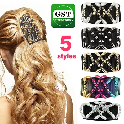 $4.84 • Buy Beaded Stretchy Easy Magic Hair Comb Elastic Double Hair Clip Hair Accessories