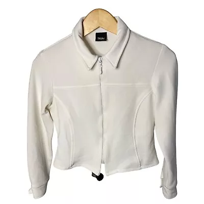 Mossimo White Cropped Full Zip Collared Jacket Sz S • $14.40