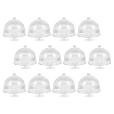  12pcs Mini Cake Plate With Lid Miniature Cupcake Stand Dome Cover Dolls House • £6.79