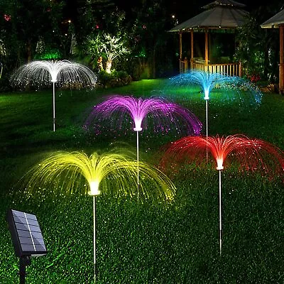 5x Solar Flower Garden Light 7 Color Changing Solar Powered Stake Jellyfish Lamp • $28.80