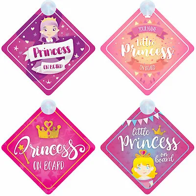 Princess On Board Personalised Girl Baby/Child Car Sign - Loads Of Designs!  • £5.74