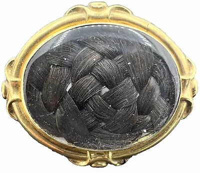 Antique Victorian 14k Yellow Gold Woven Hair Mourning Pin Brooch  • $24.90