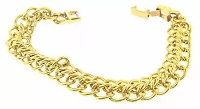 VINTAGE BRASS DOUBLE CURB 11mm CHAIN 7  BRACELET V903 • $0.99