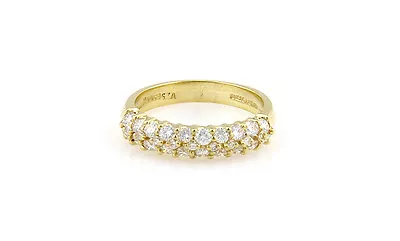 $1925.13 • Buy Jose Hess 18K Yellow Gold 1.30ct 2 Row Diamond Designer Band