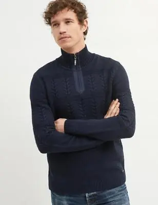 Saint James Mens Detroit Half Zip  Sweater Designer Wool Mix Jumper Knit Top • £69.99