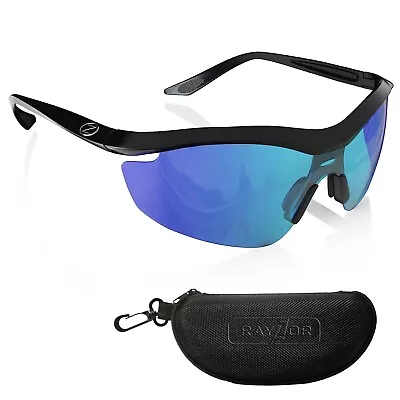 RayZor Black Sports Wrap Sunglasses Uv400 Blue Iridium Mirrored Lens RRP£49 (612 • £14.49