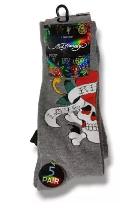 Ed Hardy Crew Socks Mens Size 10-13 Multicolor New With Tags 5 Pairs • $18