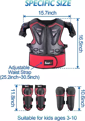 Kids Motorcycle Armor Suit Dirt Bike Gear Riding Protective Chest Knee Pads Gift • $51.99