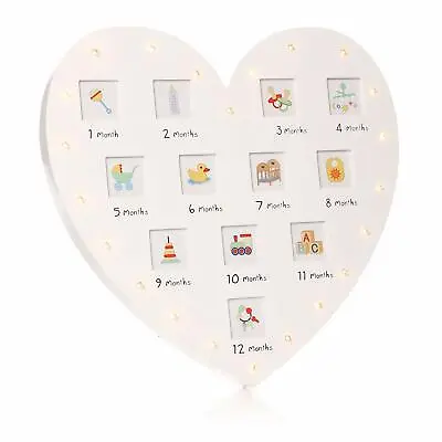 Baby's 1st Year Girl Boy Heart Shaped LED Light Photo Frame Newborn Gift 57 • £19.99