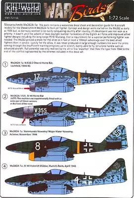 Kits World Decals 1/72 MESSERSCHMITT Me-262A-1A German Jet Fighter Part 1 • $12.99