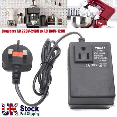 200W Step Down Power Voltage Converter Transformer 220V/240V To 110V/120V Travel • £13.79