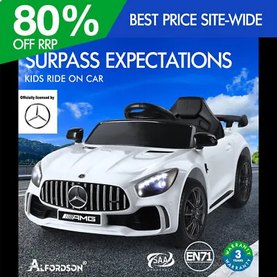 ALFORDSON Kids Ride On Car Mercedes-Benz AMG GT R Licensed Electric Motors White • $148.95