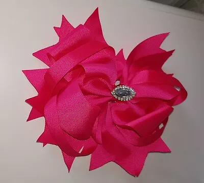 £18.50 • Buy Large Fuschia Pink Jewelled Hair Piece/fascinator/bow On Clip, Excellent Cond