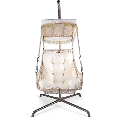 350 Pound Indoor And Outdoor Swing Egg Chair With Bracket And Sunscreen Cloth • $199.99