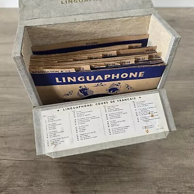 Vintage Linguaphone Complete French Course 45 RPM Vinyl Records In Case • £17.99