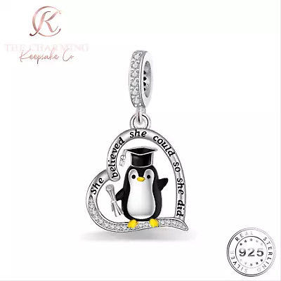 Graduation Charm She Believed She Could So She Did 925 Sterling Silver - Penguin • £16.99