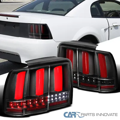 Fits 1999-2004 Ford Mustang Black Sequential LED Tail Lights Brake Lamp+Red Bar • $146.65