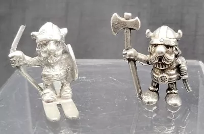 Two / 2 Tinn Per Pewter Troll Viking Figures W/ Skis & Ax ~ Made In Norway • $28.99