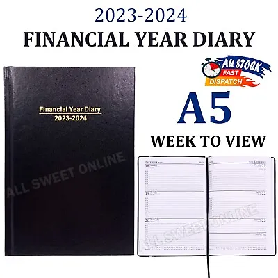 $12.95 • Buy 2023 2024 Financial Year Diary A5 Black Hard Cover Week To View Planner WTV AU