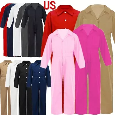 US Kids Mechanic Boiler Suit Costume Long Sleeve Mechanic Coveralls Flight Suit  • $15.53