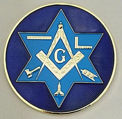 New Masonic Car Emblem With Working Tools Blue & Gold Tone • $13.99