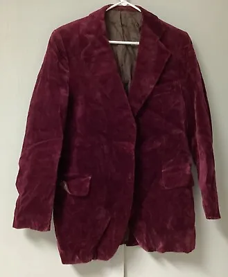Mr Harry Made  In England Size Large Red Burgundy Cotton Blend Missing Button • $24.99
