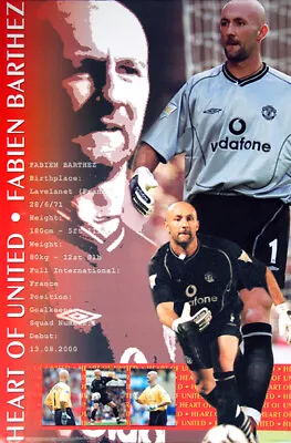 Fabien Barthez HEART OF MANCHESTER UNITED 2001 Goalkeeper EPL 2x436 POSTER • $22.49