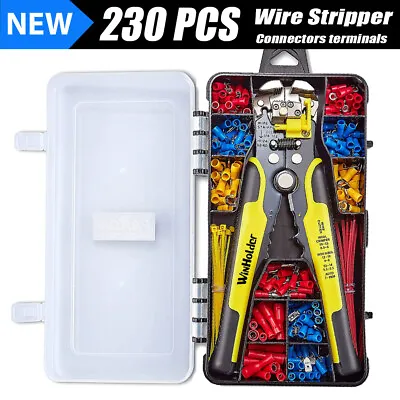 Ratchet Crimp Plier Tool Set 230 Wire Stripper Kit Connector Electrical Terminal • £12.89