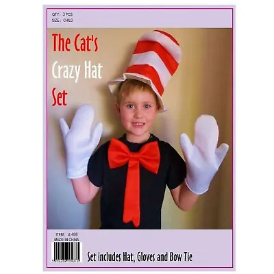Children Crazy Hat Set Kids Girl Boys Hat Cap Gloves Bow Tie School Book Week UK • £3.79