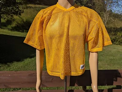 Vintage BIKE Football Jersey Yellow Mesh Crop Top Mens Size Large New Old Stock • $14