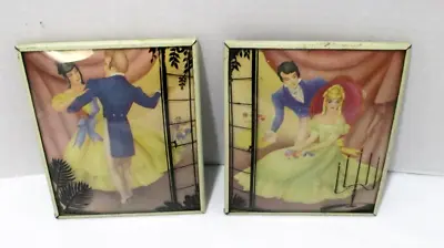 2 Vintage Silhouette Bubble Glass Ballroom Dancing Couple 4  X 5  Romantic • $16.99