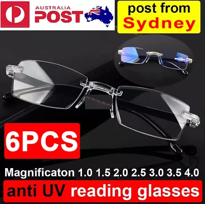 6 Pairs Mens Ladies Wayfarer Frame Magnifying Reading Glasses Anti UV Blue Light • $10.95