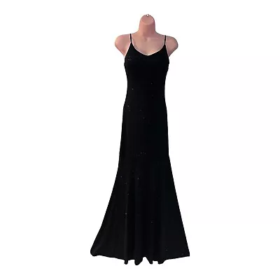 Juniors Size S Black Zebra Emerald Sundae Glitter Knit Mermaid Gown Maxi Dress • $44.23