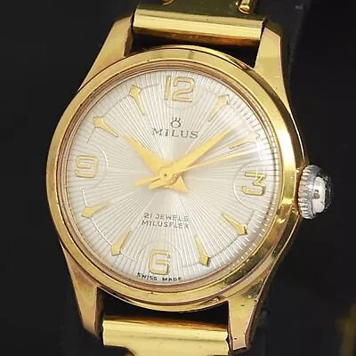 MILUS Vintage Watch Manual Winding Milusflex Swiss Gold Plated Women 21 Jewels • $119