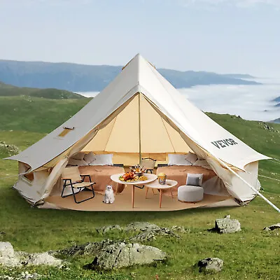 VEVOR Canvas Bell Tent 7M Waterproof Camping And Glamping Yurt With Stove Jack • $609.99