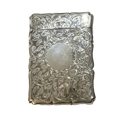 Card Case Vintage Silver Thomas Bishton 1906 : Rare Unmonogrammed • $400