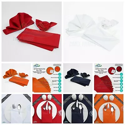 £14.02 • Buy 12 Pack Napkins Table Linen Dinner Cloth Poly Cotton Hotel Wedding 45 Cm X 45 Cm