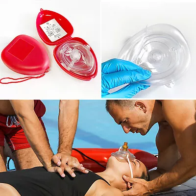 1/2x CPR Pocket FACE MASK Resuscitation First Aid Emergency Rescue Mouth Shield • £8.25