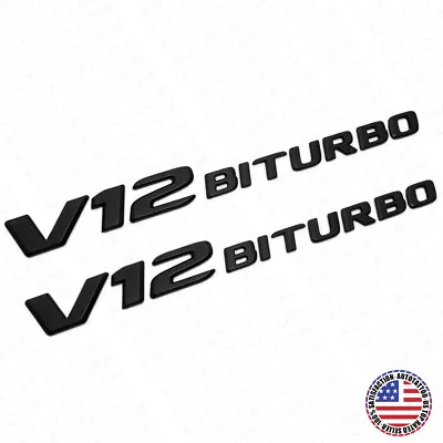 2pcs 17+ V12 BITURBO AMG Side Fender Marker Nameplate Emblem Badge Matte Black • $29.99