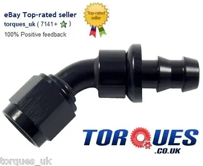 £9.49 • Buy AN -6 (AN6) 45 Degree Push-On Fuel Hose Fitting Black