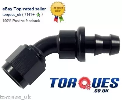 AN -6 (AN6) 45 Degree Push-On Fuel Hose Fitting Black • £9.49