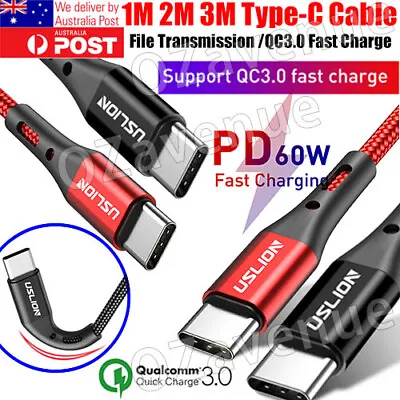 $8.19 • Buy USB Type C To USB-C Cable FOR QC3.0 60W PD Quick Charge Fast Charging Data Cord