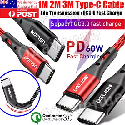 $9.19 • Buy USB Type C To USB-C Cable FOR QC3.0 60W PD Quick Charge Fast Charging Data Cord