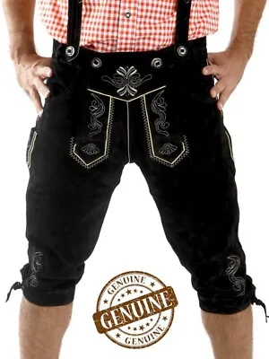 New Mens Bavarian Lederhosen Black Austria Oktoberfest Lederhosen All Sizes  • $67.81